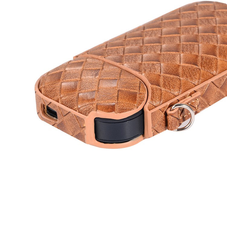 Portable Woven Pattern Leather Protective Cover Case for IQOS 2.0/2.4 Plus Electronic Cigarette - Brown-5