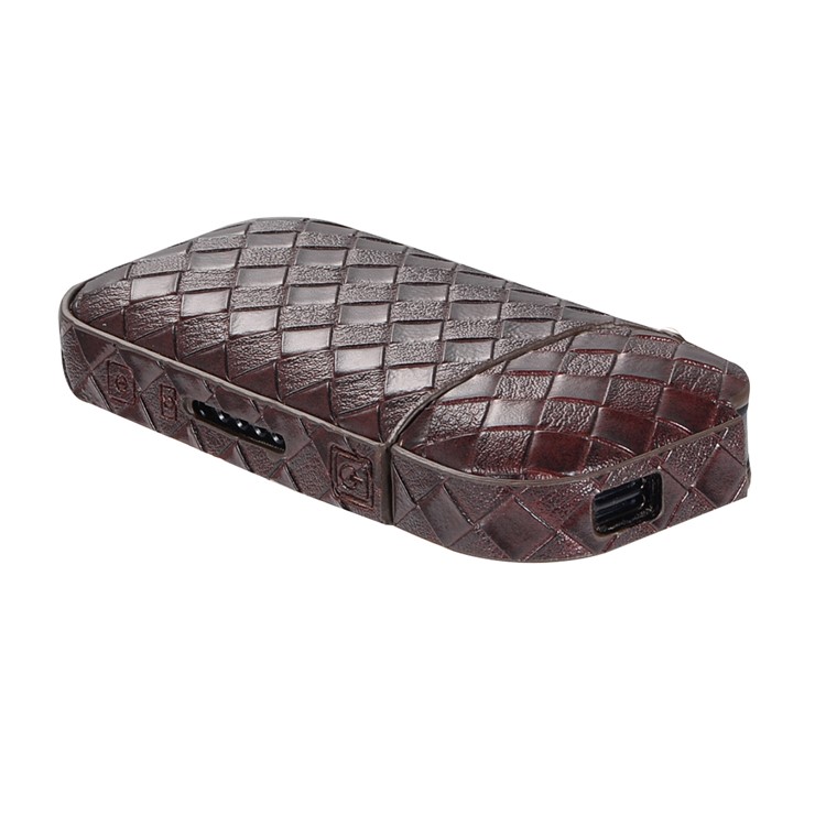 Portable Woven Pattern Leather Protective Cover for IQOS 2.0/2.4 Plus Electronic Cigarette - Coffee-2