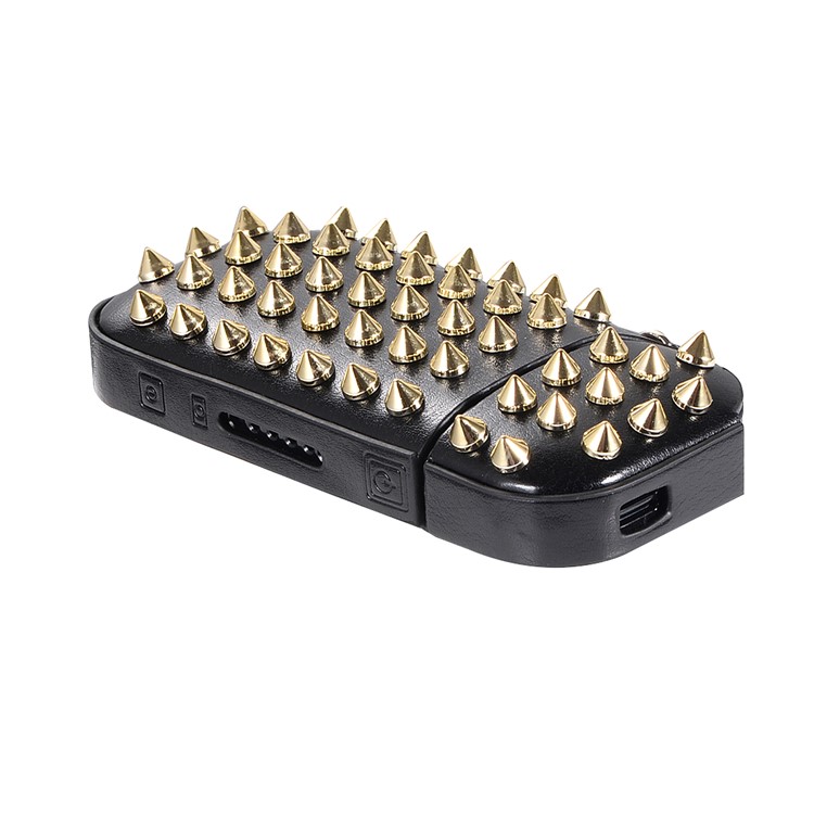 Portable Rivets Decor Leather Protective Cover Case for IQOS 2.0/2.4 Plus Electronic Cigarette - Black / Gold-2