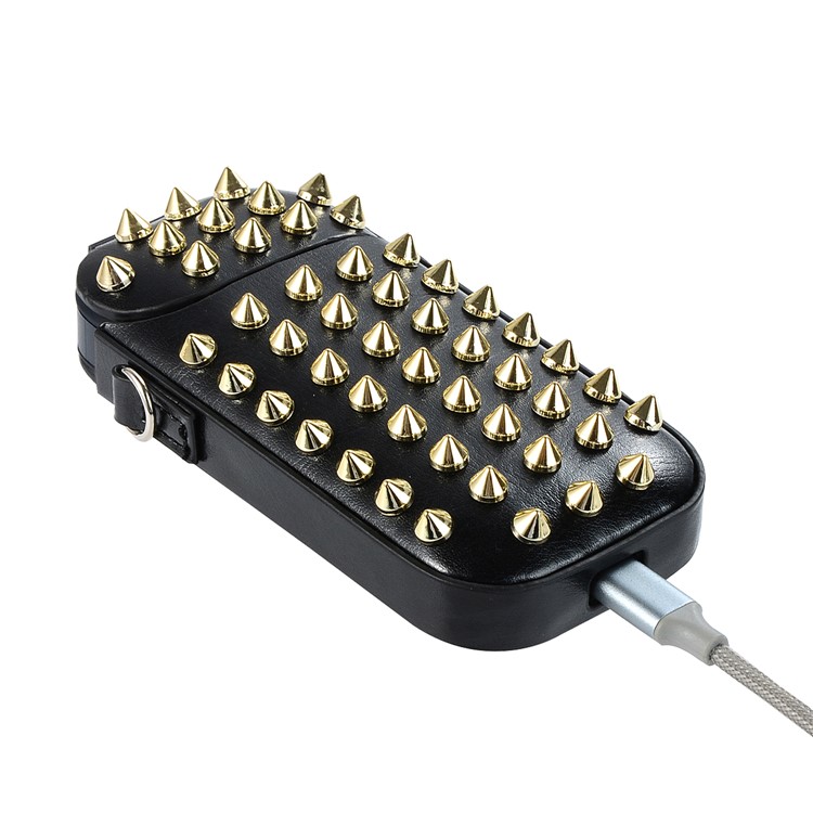 Portable Rivets Decor Leather Protective Cover Case for IQOS 2.0/2.4 Plus Electronic Cigarette - Black / Gold-3