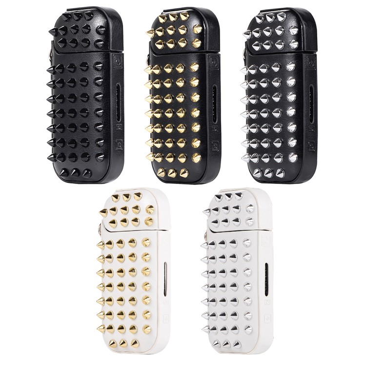 Portable Rivets Decor Leather Protective Cover Case for IQOS 2.0/2.4 Plus Electronic Cigarette - Black / Gold-5