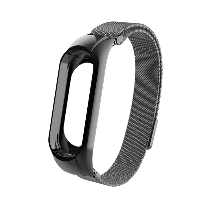Magnetic Milanese Metal Steeless Bracelet Wrist Band for Xiaomi Mi Band 3 - Black-1