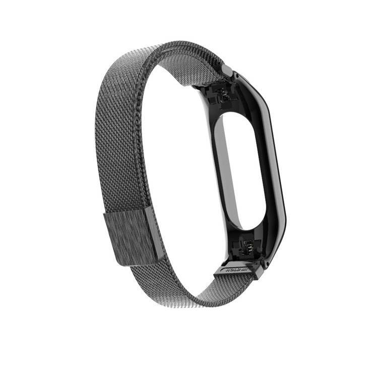 Magnetic Milanese Metal Steeless Bracelet Wrist Band for Xiaomi Mi Band 3 - Black-2