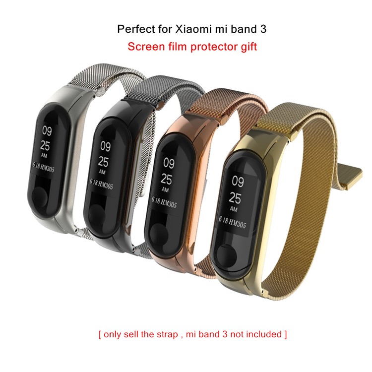 Magnetic Milanese Metal Steeless Bracelet Wrist Band for Xiaomi Mi Band 3 - Black-4