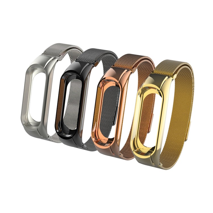 Magnetic Milanese Metal Steeless Bracelet Wrist Band for Xiaomi Mi Band 3 - Black-5