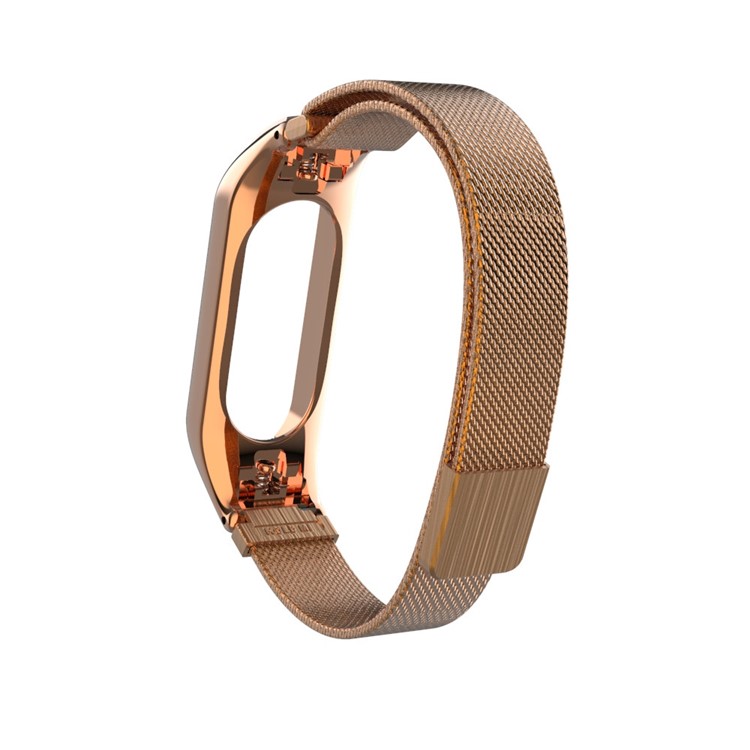Magnetic Milanese Metal Steeless Protective Bracelet Wrist Band for Xiaomi Mi Band 3 - Rose Gold-2