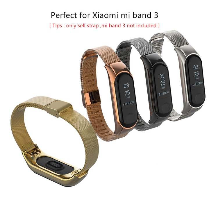 Screwless Metal Mesh Watch Band for Xiaomi Mi Band 3 - Black-3
