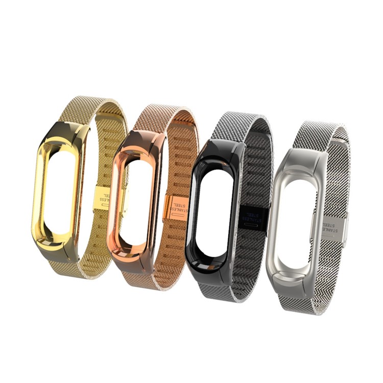 Screwless Metal Mesh Watch Band for Xiaomi Mi Band 3 - Black-5