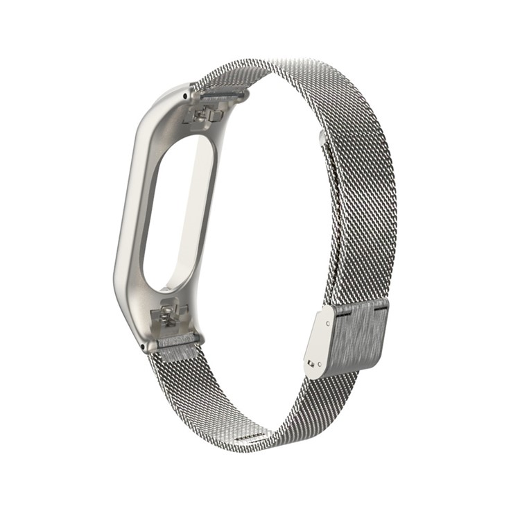 Screwless Metal Mesh Watch Strap for Xiaomi Mi Band 3 - Silver-2