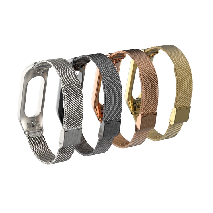 Screwless Metal Mesh Watch Strap for Xiaomi Mi Band 3 - Silver-3