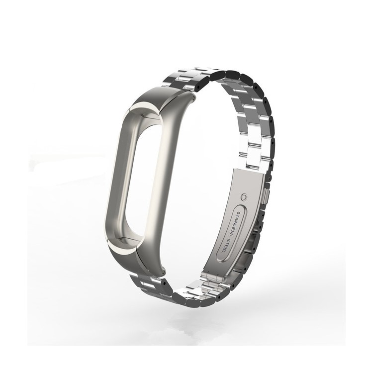 Screwless Three Beads Stainless Steel Wrist Strap for Xiaomi Mi Band 3 - Silver-1