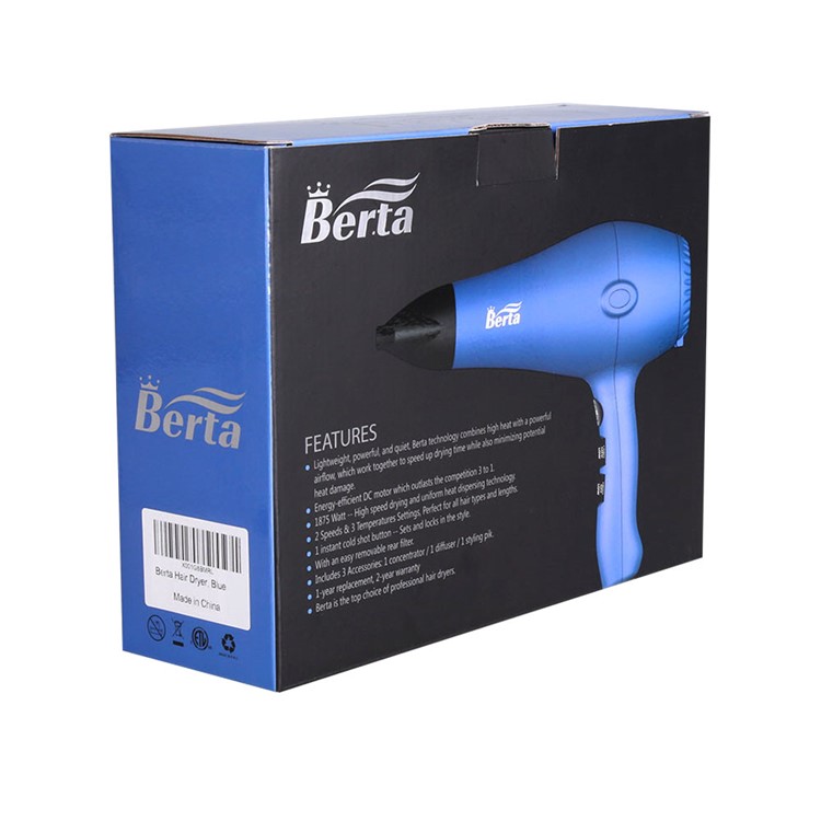 BERTA 108D 1875W Ceramic Ionic Hair Dryer 2 Speeds & 3 Temperatures Settings Blow Dryer - US Plug / Black-9