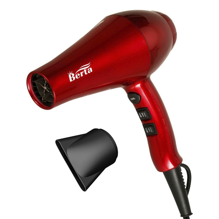 BERTA 104D 1875W Hair Dryer Salon Powerful Ceramic Blow Dryer Pro Far Infrared Heat DC Motor - US Plug / Red-1