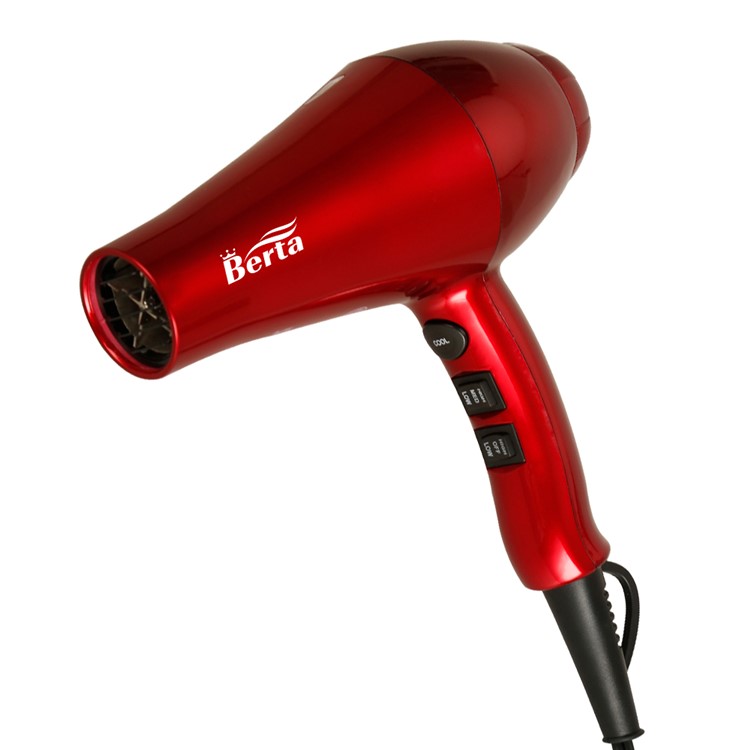 BERTA 104D 1875W Hair Dryer Salon Powerful Ceramic Blow Dryer Pro Far Infrared Heat DC Motor - US Plug / Red-2