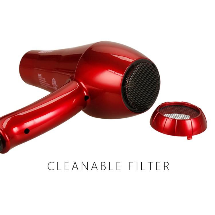 BERTA 104D 1875W Hair Dryer Salon Powerful Ceramic Blow Dryer Pro Far Infrared Heat DC Motor - US Plug / Red-3