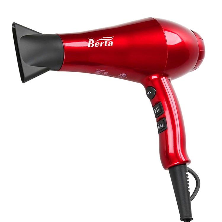 BERTA 104D 1875W Hair Dryer Salon Powerful Ceramic Blow Dryer Pro Far Infrared Heat DC Motor - US Plug / Red-4