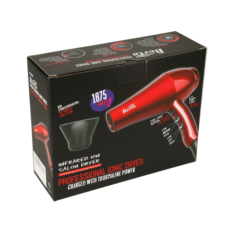 BERTA 104D 1875W Hair Dryer Salon Powerful Ceramic Blow Dryer Pro Far Infrared Heat DC Motor - US Plug / Red-7
