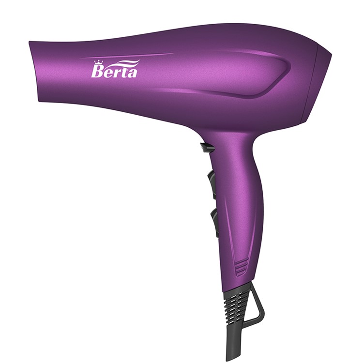 BERTA 021 1875W Hair Dryer Salon Powerful Ceramic Hair Blower Low Noise Fast Dryer Cool Shot Button - US Plug / Purple-2