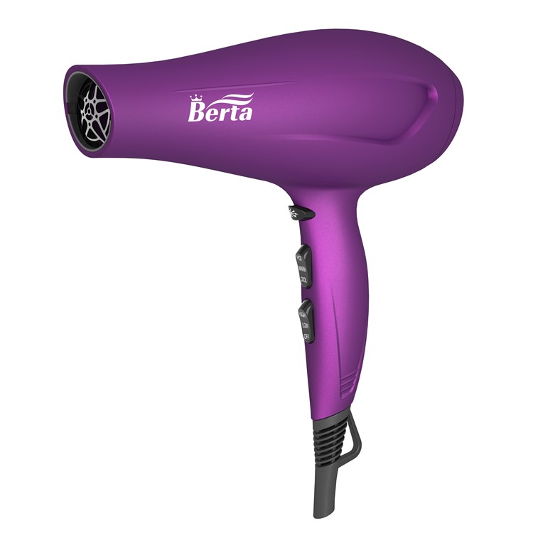 BERTA 021 1875W Hair Dryer Salon Powerful Ceramic Hair Blower Low Noise Fast Dryer Cool Shot Button - US Plug / Purple-3