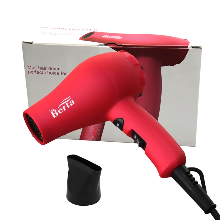 BERTA 101 1000W Mini Hair Dryer Ceramic Travel Blow Dryer DC Motor Ionic Dryer 110-125V - US Plug / Pink-6
