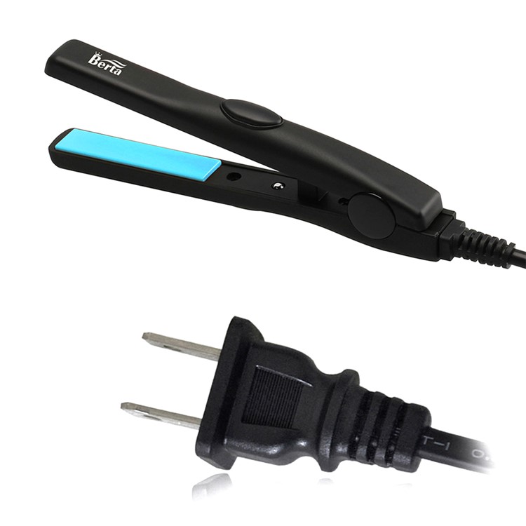 BERTA 082B Portable Electric Splint Hair Straightener with Ceramic Tourmaline Plates, 110-125V - US Plug / Black-1