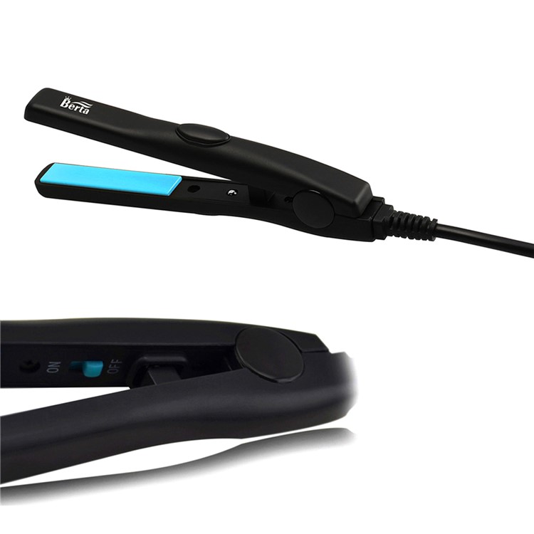 BERTA 082B Portable Electric Splint Hair Straightener with Ceramic Tourmaline Plates, 110-125V - US Plug / Black-2