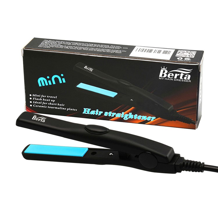 BERTA 082B Portable Electric Splint Hair Straightener with Ceramic Tourmaline Plates, 110-125V - US Plug / Black-5