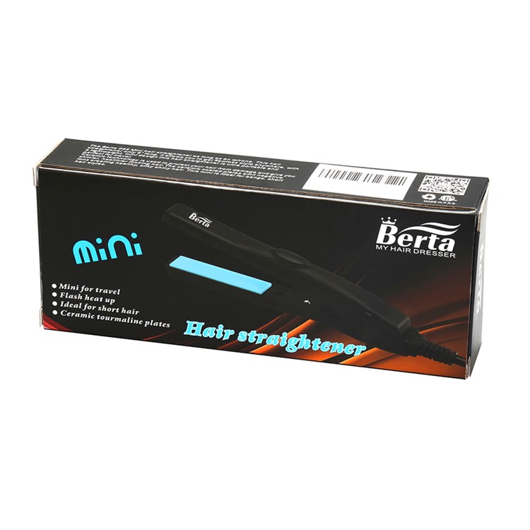 BERTA 082B Portable Electric Splint Hair Straightener with Ceramic Tourmaline Plates, 110-125V - US Plug / Black-6