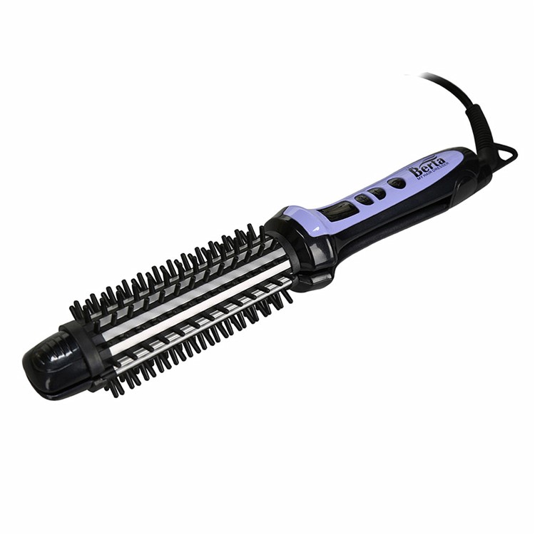 BERTA 059 110-125V Multi-function Professional Hair Flat Iron Hot Brush & Hair Straightener & Curler Ceramic 3 in 1 - US Plug-5