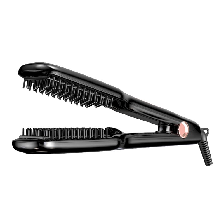 BERTA 804 110-125V Digital Display Temperature Ceramic Hair Straightener Negative Ions Flat Iron Brush with Heat Resistant Glove - US Plug / Black-3