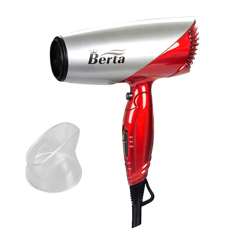 BERTA 031A 1875W Hair Dryer Salon Powerful Ceramic Ionic Hair Blower 110-125V - US Plug / Silver-1