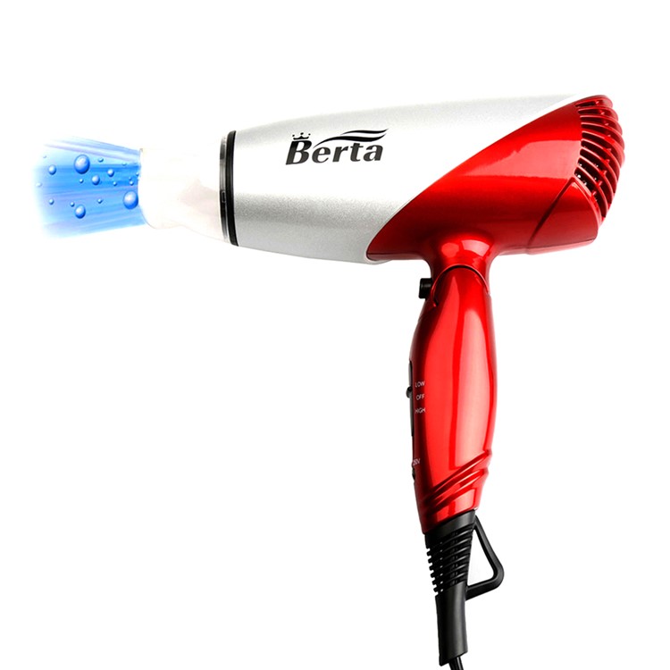 BERTA 031A 1875W Hair Dryer Salon Powerful Ceramic Ionic Hair Blower 110-125V - US Plug / Silver-5
