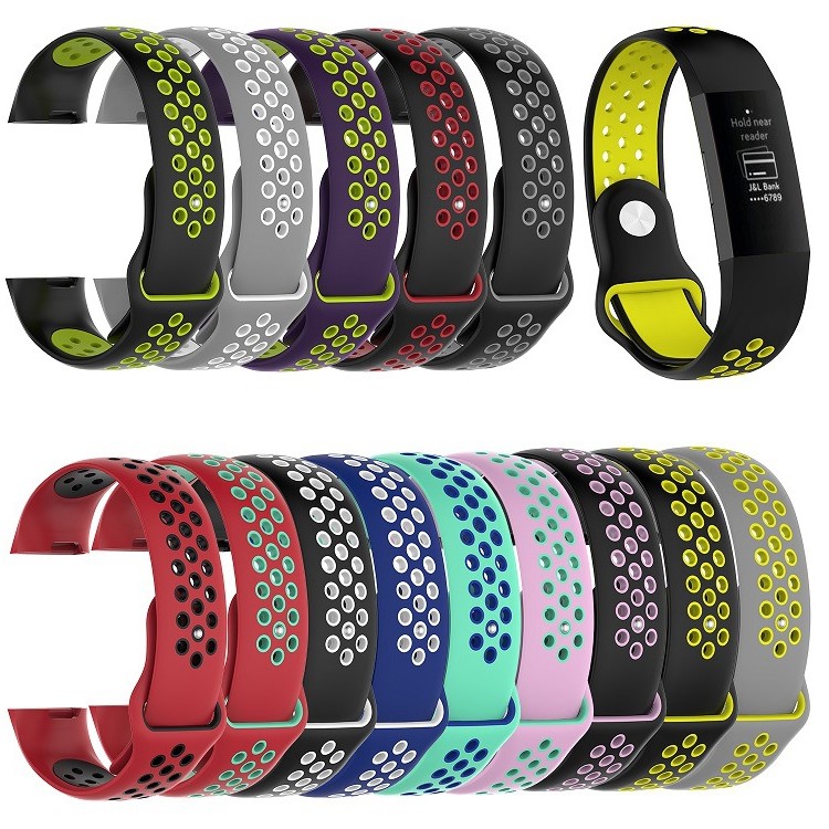 For Fitbit Charge 3 Bi-color Breathable Sports Silicone Strap, Size: S (130-180mm) - Black/Yellow-5