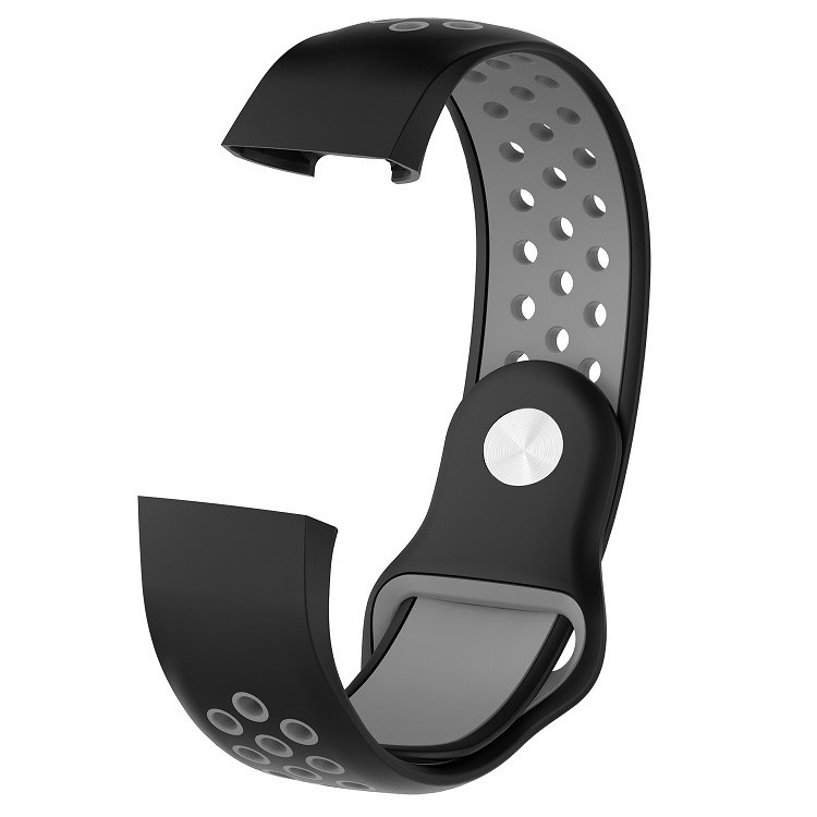 For Fitbit Charge 3 Bi-color Silicone Breathable Sports Strap, Size: S (130-180mm) - Black/Grey-2