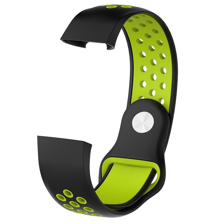 For Fitbit Charge 3 Breathable Bi-color Sports Silicone Strap, Size: S (130-180mm) - Black/Green-2