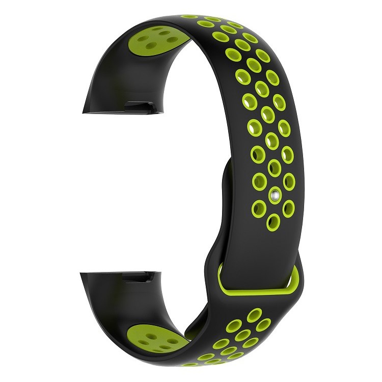 For Fitbit Charge 3 Breathable Bi-color Sports Silicone Strap, Size: S (130-180mm) - Black/Green-3