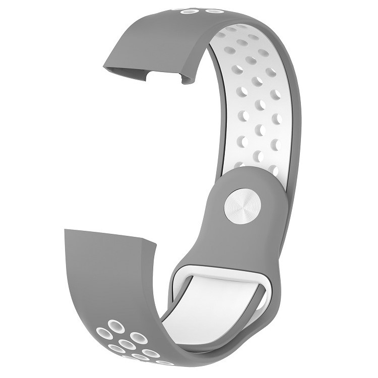 For Fitbit Charge 3 Bi-color Breathable Sports Silicone Watch Band, Size: S (130-180mm) - Grey/White-2