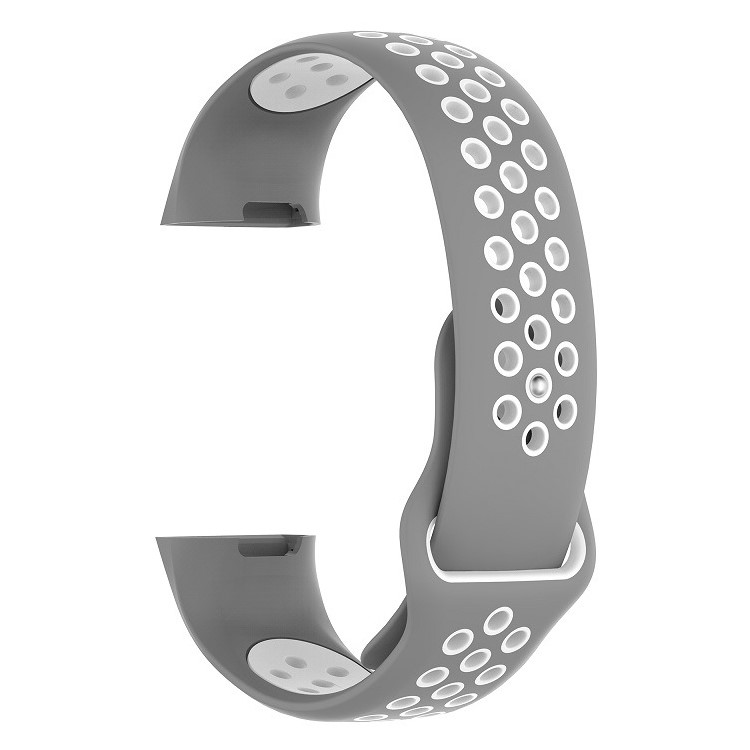 For Fitbit Charge 3 Bi-color Breathable Sports Silicone Watch Band, Size: S (130-180mm) - Grey/White-3