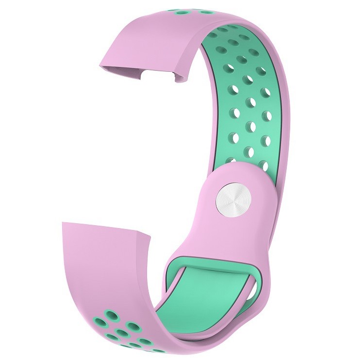 For Fitbit Charge 3 Bi-color Breathable Silicone Sports Watch Strap, Size: S (130-180mm) - Pink/Green-2