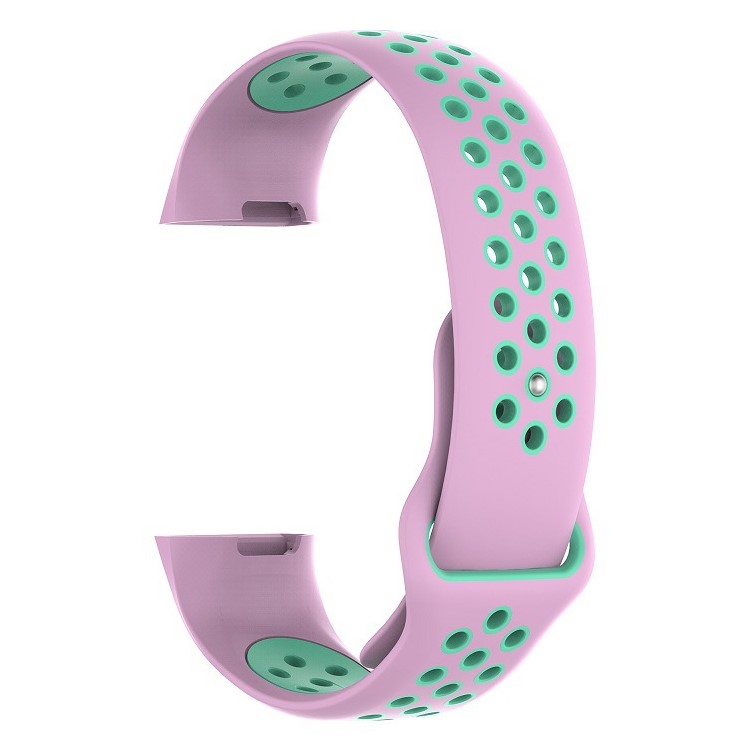 For Fitbit Charge 3 Bi-color Breathable Silicone Sports Watch Strap, Size: S (130-180mm) - Pink/Green-3