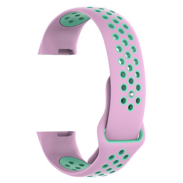 For Fitbit Charge 3 Bi-color Breathable Silicone Sports Watch Strap, Size: S (130-180mm) - Pink/Green-5