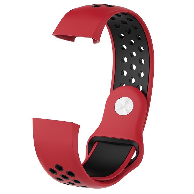 For Fitbit Charge 3 Bi-color Breathable Silicone Sports Watch Band, Size: S (130-180mm) - Red/Black-2