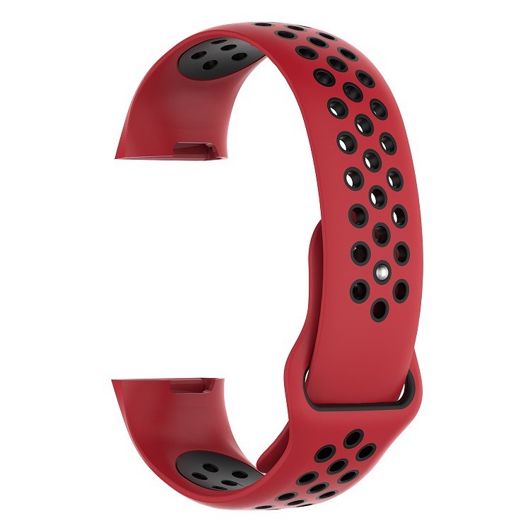 For Fitbit Charge 3 Bi-color Breathable Silicone Sports Watch Band, Size: S (130-180mm) - Red/Black-3