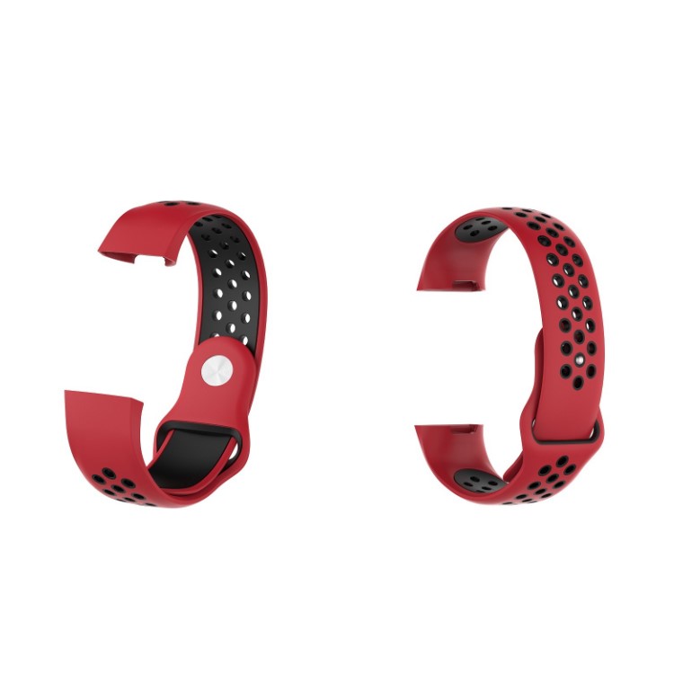 For Fitbit Charge 3 Bi-color Breathable Silicone Sports Watch Band, Size: S (130-180mm) - Red/Black-4
