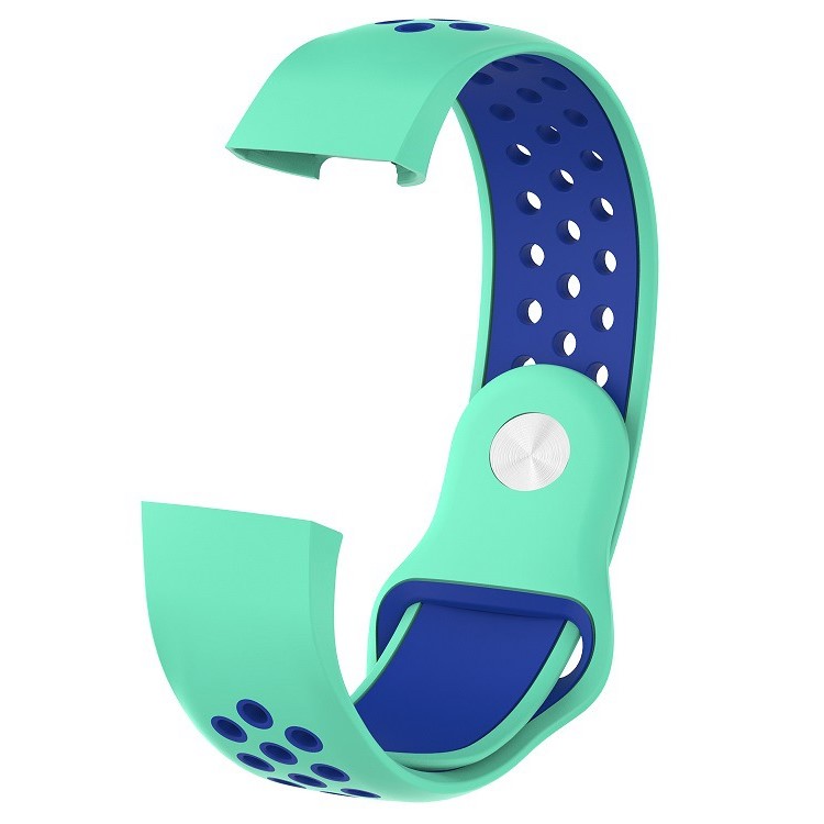 For Fitbit Charge 3 Bi-color Breathable Silicone Sports Wrist Strap, Size: S (130-180mm) - Cyan/Blue-2