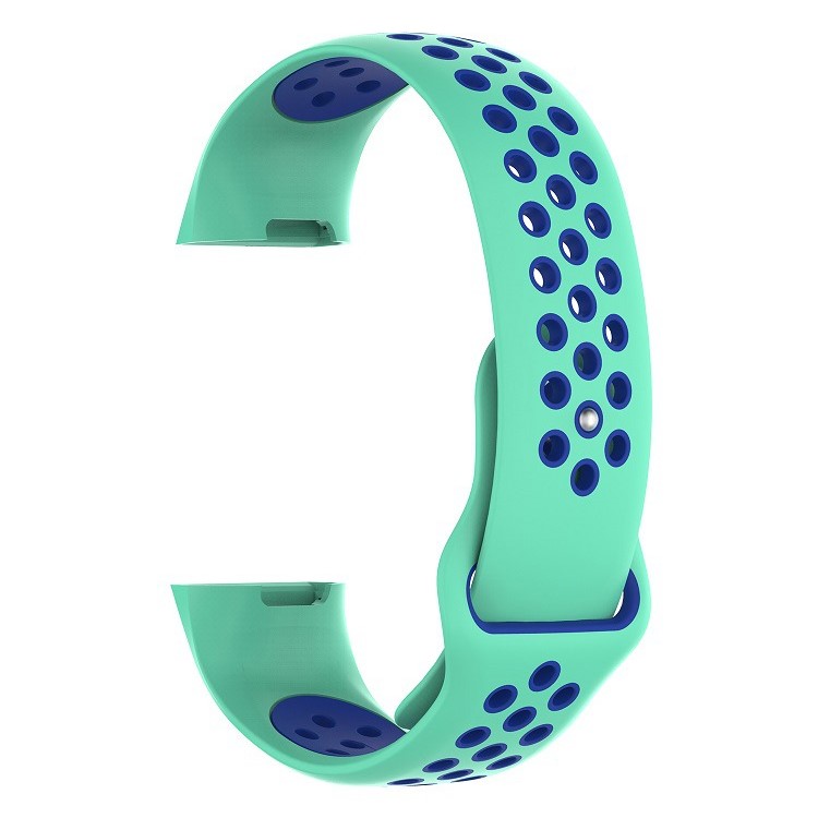 For Fitbit Charge 3 Bi-color Breathable Silicone Sports Wrist Strap, Size: S (130-180mm) - Cyan/Blue-3