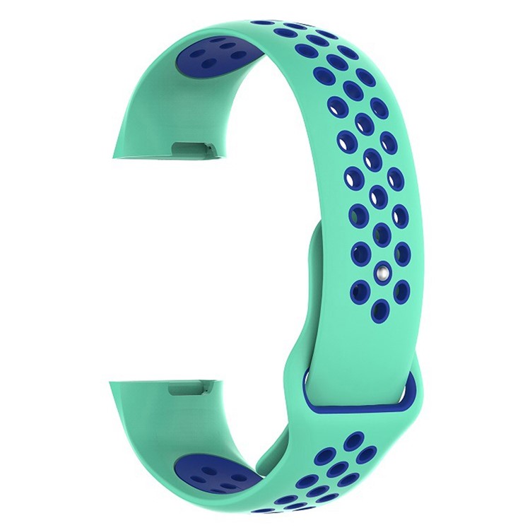 For Fitbit Charge 3 Bi-color Breathable Silicone Sports Wrist Strap, Size: S (130-180mm) - Cyan/Blue-5