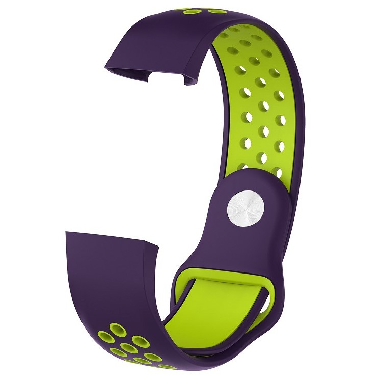 For Fitbit Charge 3 Bi-color Breathable Sports Silicone Band, Size: S (130-180mm) - Purple/Green-2