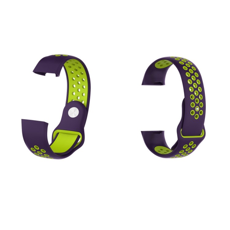 For Fitbit Charge 3 Bi-color Breathable Sports Silicone Band, Size: S (130-180mm) - Purple/Green-4