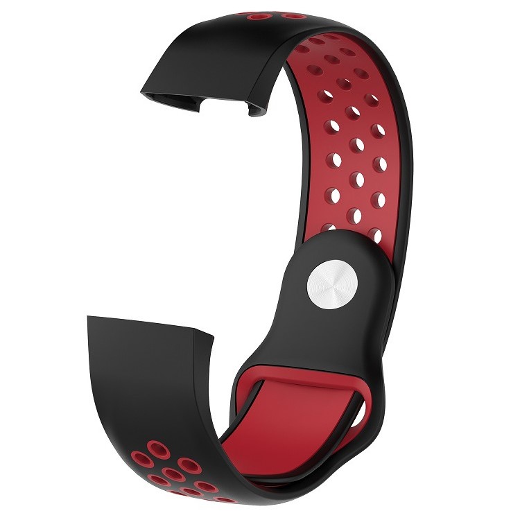 Two-color Hollow Holes Silicone Watch Band Strap for Fitbit Charge 3, Size: L (160 - 240mm / 6.30 - 9.45") - Black / Red-2